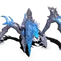 Fantasy Mythical Character And Creature Featuring Detailed Blue Spiky Limbs Crystal Wings