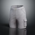 Gray Cargo Shorts With Multiple Pockets And Front Button Closure For Casual Wear 3d model