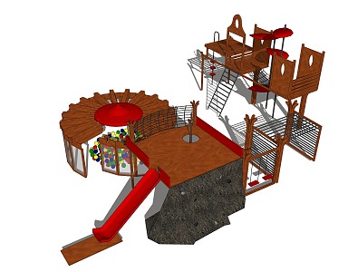 modern amusement equipment theme park kindergarten playground equipment slide climbing 3d model