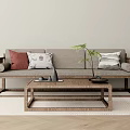 New Chinese-style Sofa Coffee Table Combination Three-seat Sofa 3d model