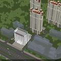 Aerial Planning of High Rise Residential Area With Surrounding Greenery and Roads