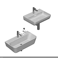 Modern Bathroom White Ceramic Wall Mounted Washbasins with Sleek Silver Faucet