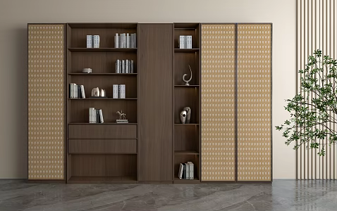 Middle Style Bookcase Decorative Cabinet 3d model