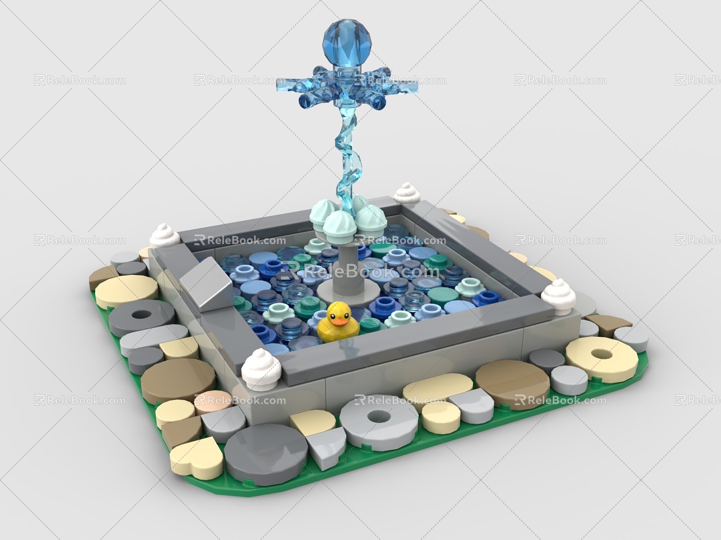 LEGO toy blocks pool fountain 3d model