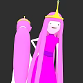 Two Game Anime Characters With Pink Long Hair Yellow Crown And Purple Sash Pink Dress