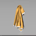 Yellow Household Towel With White Trim Hanging For Daily Use