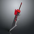 Red Accented Sharp Blade Weapon With Modern Design And Metallic Finish