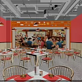 Red Hot Pot Restaurant with Spicy Skewers and Neon Sign Storefront