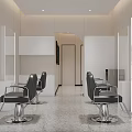 Modern Hair Salon Interior Design With Black Salon Chairs Mirrors And White Cabinets