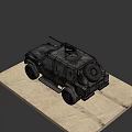 Military Style Armored Off Road Vehicle With Camouflage Paint And Roof Mounted Machine Gun