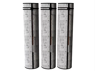 Modern Decorative Columns With Concrete Textured Surface And Black Edge Trim 3d model