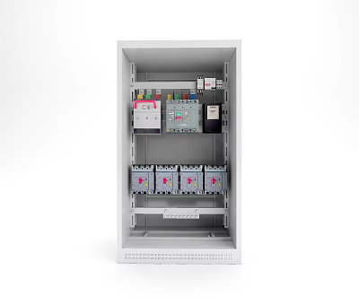 Industrial Electrical Control Cabinet with Circuit Breakers and Control Panel Components 3d model