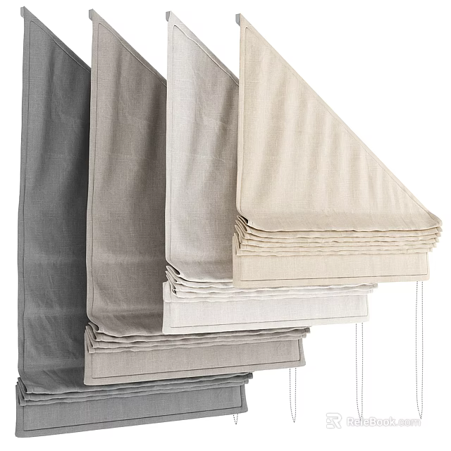 Modern Roman Shades in Various Neutral Colors 3d model 