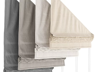 Modern Roman Shades in Various Neutral Colors 3d model
