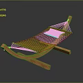 Elegant Wooden Hammock With White Netting Sturdy Frame And Soft Cushion
