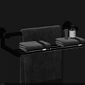 Modern Wall Mounted Black Bathroom Shelf Holding Folded Towels And Aromatherapy Bottle