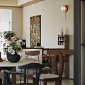 Living And Dining Room Interior With White Sofa Coffee Table Dining Table And Decorative Elements