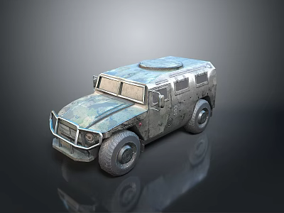 Rugged Military Off Road Vehicle With Armored Metal Exterior And Large Tires 3d model
