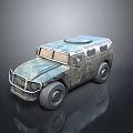Rugged Military Off Road Vehicle With Armored Metal Exterior And Large Tires