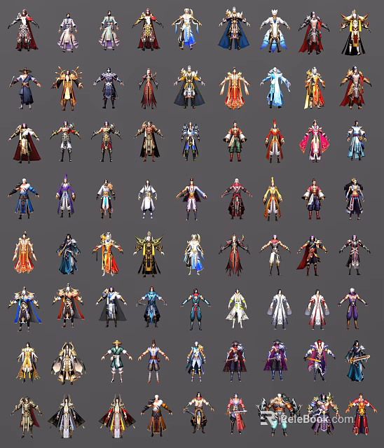 Game and Movie Characters Featuring Diverse Costumes Colorful Designs and Stylish Outfits 3d model 