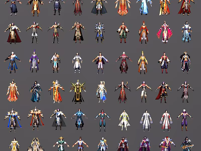 Game and Movie Characters Featuring Diverse Costumes Colorful Designs and Stylish Outfits 3d model