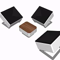 Modern Casual Sofa Set With Black White Seats And Wooden Coffee Table