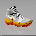 Stylish High Top Sneakers White Upper And Orange Sole With Classic Laces And Modern Design