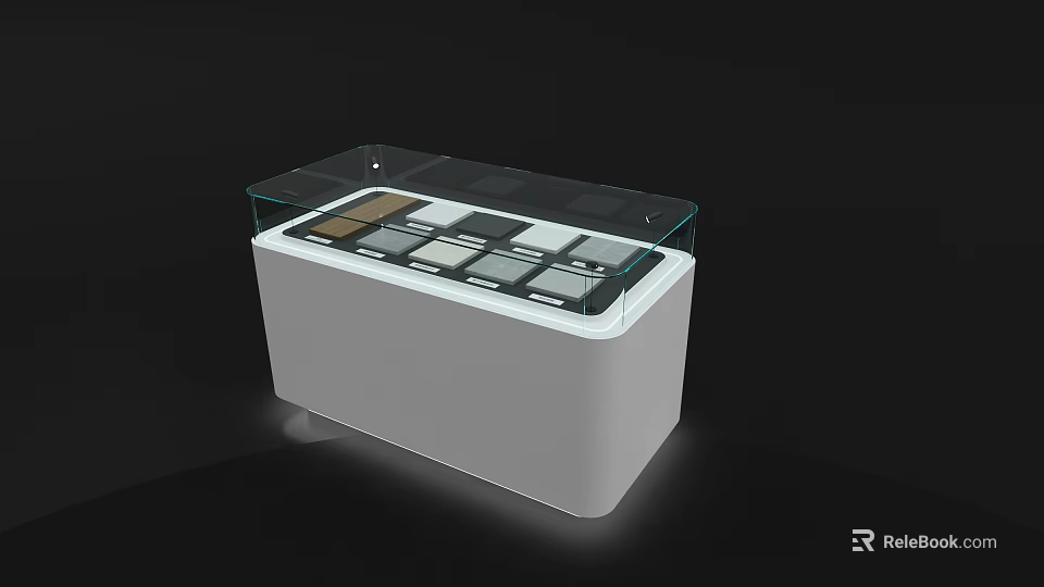 Modern Display Showcase With Glass Top And Multiple Compartments White Base 3d model 