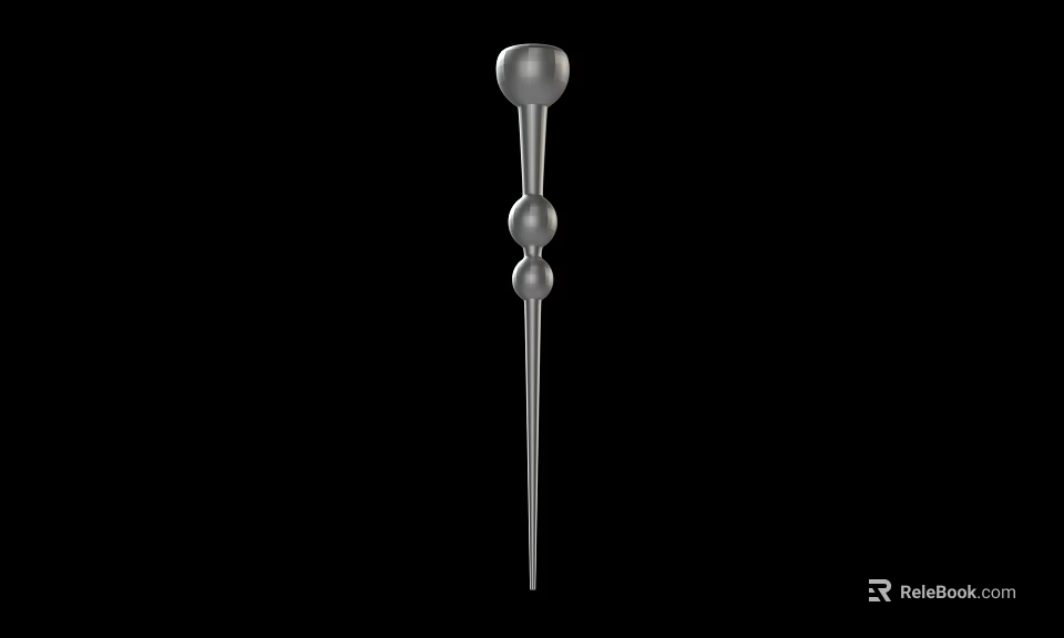 Medieval Metal Weapon Featuring Long Shaft Spherical Top Intermediate Spheres And Pointed End 3d model 