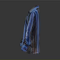 Stylish Blue And Brown Striped Long Sleeved Collared Silk Shirt For Daily Use