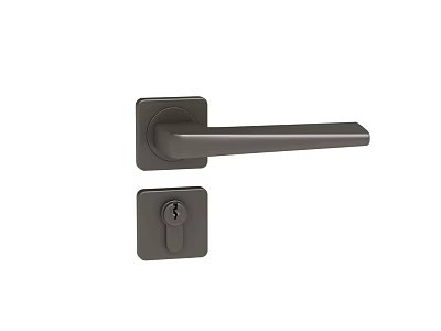 Modern Sleek Metal Door Handle With Keyhole Lock Design For Home Doors 3d model