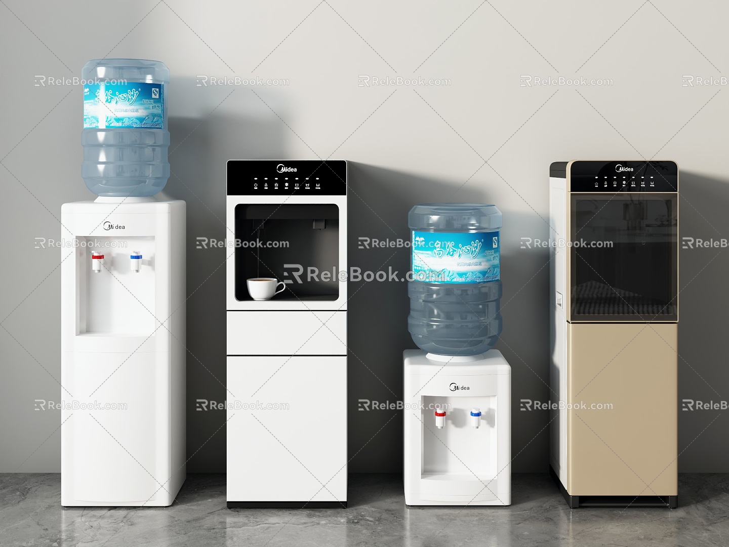 Modern water dispenser direct drinking machine tea bar machine pipeline machine water purifier barreled water 3d model