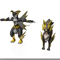 Black and Yellow Animals With Lightning Patterns In Dynamic 3D Rendered Standing Poses