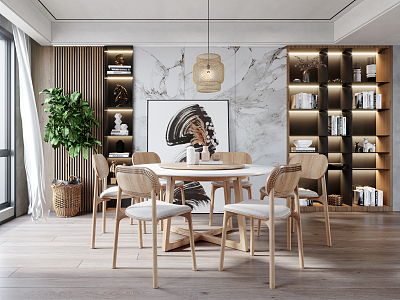 Nordic Dining Table and Chair Combination model