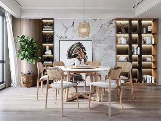 Nordic Dining Table and Chair Combination 3d model