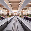 Spacious Aisles With Neat Shelves And Various Products In Modern Supermarket