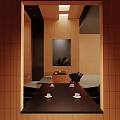 Modern Café Interior With Wooden Walls Black Bar Counter And Lighting Design