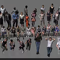 Diverse Group of People in Various Poses Standing Sitting with Casual and Formal Attire