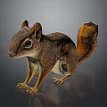 Adorable Brown Squirrel With Fluffy Tail Big Eyes Standing On Shiny Surface