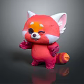 Cute Cartoon Red Panda Character With White Ears Orange Cheeks Colorful Tail Standing Plush Toy
