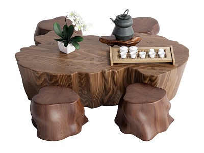 New Chinese Style Root Carving Tea Sea Root Carving Tea Table Root Carving Tea Table and Chair Combination model