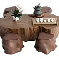 New Chinese Style Root Carving Tea Sea Root Carving Tea Table Root Carving Tea Table and Chair Combination 3d model