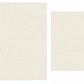 Modern Square Rug With Cream Colored Wave Pattern For Home Decor