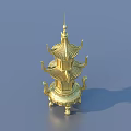 Golden Pagoda Style Multi Tiered Decorative Ornament For Home Living Room Decor