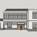 Traditional Style Homestay Building With Two Story Structure White Walls Gray Roof And Multiple Windows