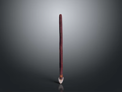Slender Deep Red Wooden Sculpture Carving With White Base And Smooth Surface 3d model