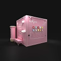 Pink Valentine's Day Exhibition Stand With Heart Shape Red White Checkered Floor And Cloud Decorations