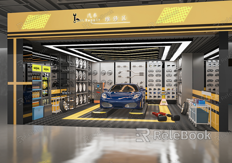 Modern car wash shop car repair shop car beauty repair car repair shop car repair tools model