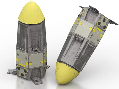 Military Weapon Model Featuring Yellow Tip Gray Body And Structural Details 3d model