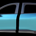 Blue Car Side Exterior View With Detailed Door Structure Design Components